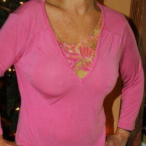 Lynn Ritchie silk blend abstract floral teeshirt